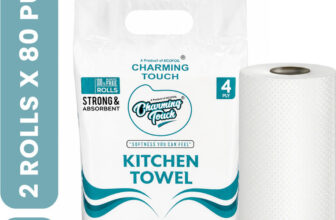 Kcofoil Charming Touch Kitchen Towel Roll 100% Virgin Pulp Pack of 2(4 Ply, 160 Sheets)