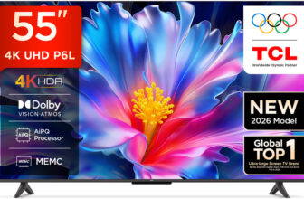TCL P6L 138 cm (55 inch) Ultra HD (4K) LED Smart Google TV 2026 Edition with MEMC Dolby Vision-Atmos AipQ Processor Game Master HVA Panel & Metallic Bezel-Less(55P6L)