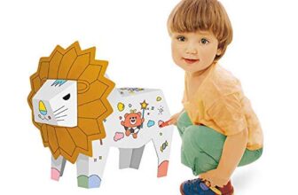 Crackles DIY 3D Paper Cardboard Folding Puzzle Craft & Coloring Lion Toy