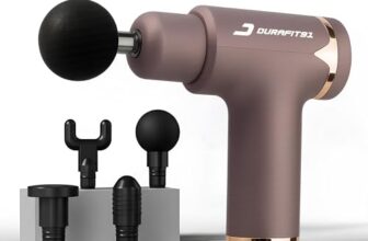 Durafit91™ PULSE PRO Handy Deep Tissue Massage Gun for Full-Body Pain Relief, Rechargeable and Cordless with Lithium Battery | 6 Speed Intensities (Low to High) | Includes 4 Interchangeable Massage Heads for Various Muscle Relaxation Needs (Neck, Shoulder, Back, and Foot) for Men and Women | Suitable for Use at Home, the Gym, and During Travel (Purple)