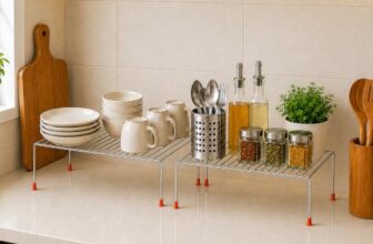 NH10 DESIGNS Stainless Steel Under Cabinet Kitchen Dish Rack Expandable Storage Floating Shelves For Kitchen Multipurpose Organizer Extend Up To 580 Mm With Anti-Rust Nano Coating(Pack Of 2)(Nhsp)
