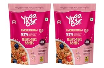 Yogabar Fruit and Nut Muesli 1kg | Muesli with 93% Whole Grains + Dried Fruits+ Nuts and Seeds | Wholegrains, No Added Preservatives