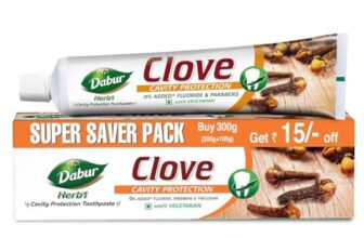 Dabur Herb’l Clove 300g (200g + 100g) – Cavity Protection Toothpaste with No added Fluoride and Parabens