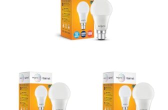 wipro Garnet 10W LED Bulb for Home & Office |Cool Day White (6500K) | B22 Base|220 degree Light coverage |4Kv Surge Protection |400V High Voltage Protection |Energy Efficient | Pack of 3