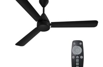 Crompton Energion Hyperjet 1200mm BLDC Ceiling Fan | Point Anywhere Remote Control | BEE 5 Star Rated Energy Efficient | Superior Air Delivery | Anti-Rust | 2 Year Manufacturer Warranty | Matte Black