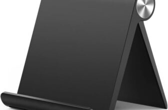 STRIFF Multi Angle Tablet Tabletop Stand. Holder for iPhone, Android, Samsung, OnePlus, Xiaomi. Portable, Foldable Stand. Perfect for Bed,Office, Home, Gift and Desktop (Black)