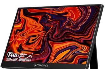 Zebronics 15.6” Portable Monitor, FHD 1080p, 60° Adjustable Stand, 16:9 Aspect Ratio, 250Nits, 16.7M Colors, Type-C PD Input, Type-C Input, Mini HDMI, Built-in Speakers, Wall-Mountable (Pixigo A16S)