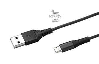 Celly USB Type A to Micro USB Data and Charging Cable, Turbo Charge Compatible, Nylon Braided and Heavy Duty Protection, Ultra-Resistant Cable with Aluminium Connectors, 1Meter (Black) (USBMICRONYLBK)