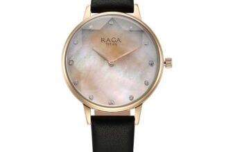 Titan Raga Showstopper Quartz Analog Mother of Pearl Dial Leather Strap Watch for Women-95274WL02