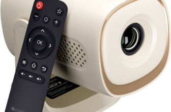 ZEBRONICS PixaPlay 72 Plus (4000 lm) Portable Smart Projector, Up to 304cm Screen, FHD 1080p Support, 4000 Lumens, Auto Keystone, 200 Tilt, 30,000h LED Lamp, Dual Band WiFi, BT v5.4, HDMI ARC, Miracast, Remote Control Projector(Beige)