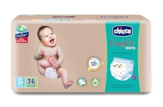Chicco Comfy-Pro Pant Style Baby Diapers | Anti-bacterial benefits | Ultra Soft & 12hrs protection | Wetness indicator & Disposing Tapes – Small, 36 Count, 4-8 Kg