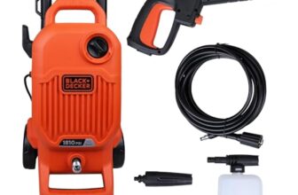 Black + Decker Bepw1800T 1700W 1810 Psi 125 Bar Pressure Washer for Car, Bike, Home & Garden Cleaning Use with Multiple Accessories Included, 1 Year Warranty, Orange & Black