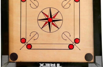 Trex Sports 20 Inches Heavy Wooden Gloss Finish with Coins, Powder & Stricker 50 cm Carrom Board(Multicolor)