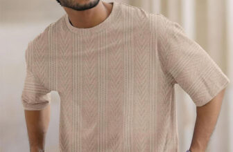 Force Self Design Men Round Neck Beige T-Shirt