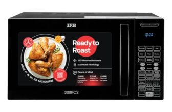 IFB 30L Convection Microwave Oven with 101 Standard Cook Menus (30BRC2, Black, 360 Degree Motorized Rotisserie, Weight Defrost, Steam Clean, Grill & 4 combi cook modes, 10 Power Levels)