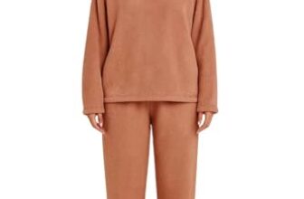 KOTTY Women’s Coral Fabric Fab Brown Winter set (Brown,M)-KTTWINTERSET164M