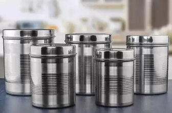 Tactware Steel Grocery Container  – 500 ml, 800 ml, 1200 ml, 1600 ml, 2100 ml(Pack of 5, Silver)