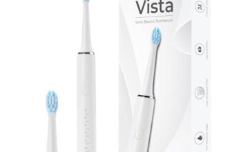 beatXP Vista Sonic Electric Toothbrush for Adults with 2 Brush Heads & 5 Cleaning Modes | Rechargeable Electric Toothbrush | 30000 strokes/min with Long Battery Life (White)