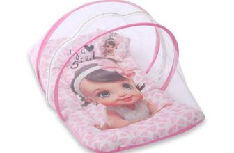 Mommers Baby Folding Mosquito net, Umbrella Net for Travel and Bed, Breathable Mosquito Protection for Kids (0 to 6 Months) Pink
