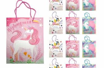 Crackles Unicorn Character Printed Paper Bags for Gifting Eco Friendly Gift Paper Bags with Sturdy Handles (Pack of 12)