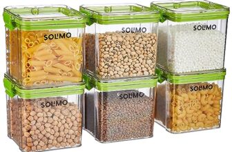 Amazon Brand – Solimo Plastic Multipurpose Airtight Containers For Kitchen, Square, Set Of 6, 700 Ml Each, Green