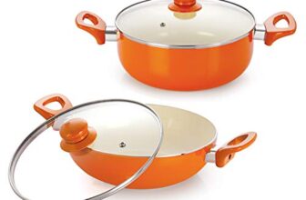 Nirlon Non-Stick Induction Ceramic Cookware Set, 2-Pieces, Orange