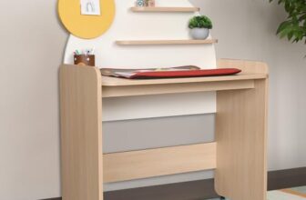 Smartsters Study Table with Pin-Up Board & Storage for Kids (4-10 Years), Engineered Wood, White, 47x45x25 Inches, Sunshine Desk with Shelves. Chair Not Included.