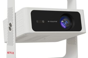 E Gate Atom 4X Air, Fully Automatic, True 200 ANSI Projector with 1080P & 4K Support | Auto Focus+Auto Keystone+Obstacle Avoid | Android 12 Netflix, Prime, Live TV | WiFi-BT-HDMI ARC, Native EGATE