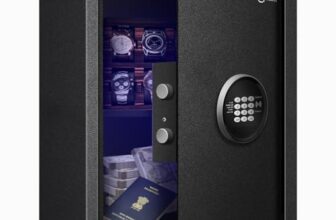 Amazon Basics 50 Litres Digital Safes for Home & Office – Digital Lock 2-in-1 unlocking | locker safe with Motorized Door Locking Mechanism | Size : 50 H x 35 W x 33 D(cm) | Black | Weight: 17 Kgs