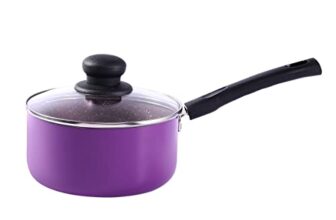 Wonderchef Valencia Non-Stick Sauce Pan with Glass Lid | Cool Touch Bakelite Handle | Pure Grade Aluminium| Tempered Glass Lid | 1.5 litres | 2.5 mm Thickness | 2 Year Warranty | Purple