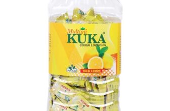 Multani Tulsi-Lemon Kuka Cough Lozenges Jar | Relief From Cough, Sore Throat, Soreness – (150 Candy)