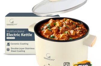 Goodscity Multipurpose Electric Kettle with Ceramic Coating 1.2L| Multi Cooker Kettle Boil, Steam, Fry, Saute|Multi Cook for Water, Egg, Tea,Soup,Coffee,Babyfood| Hostel,Travelling| 600W|1Year Waranty