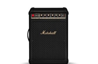 Marshall Bromley 450 Portable Party Speaker – Loud 360° Sound with Bass EQ Controls | 40+ Hours Playtime | Bluetooth, 3.5 mm AUX, RCA, Microphone, Instrument Inputs | LED Lights – Black and Brass