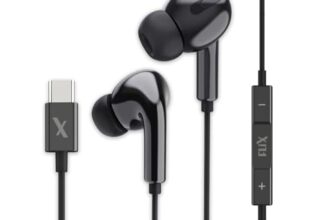 Flix(Beetel) Tone E50 in Ear 1.2 Meter Wired Headphones with Mic, Type C Jack, 10mm Large Driver with Super Bass, Volume Controls with Multi Function Button (Black E50)