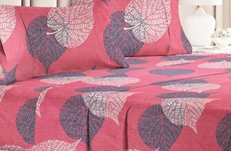 VAS COLLECTION® 160 TC Prime Collection 1 Double Bedsheet with 2 Matching Pillow Covers | Soft Brushed Microfiber & Wrinkle Free – 3 Pcs Set | 228×225 cm or 6 x7 ft – Pink & Green