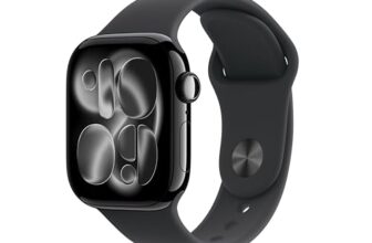 Apple Watch Series 11 GPS 42mm Jet Black Aluminium Case with Black Sport Band – M/L