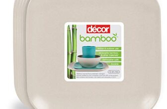 Décor EcoLite Bamboo Dinner Plates | Non Toxic Reusable Dishwasher Safe Dinner Plates | Eco-Friendly Small Size Dinnerware Gift Set – Set of 6, Off-White