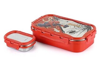 CELLO Thermo Click Toons Medium | 100% Food Grade | Leak Proof & Break Resistant | 2 Containers Lunch Box, 915 ml, Red