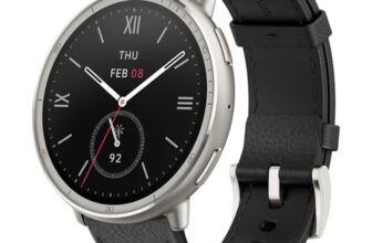 Amazfit Active 2 Premium (Smartchoice) 44mm Smart Watch, Sapphire Glass Display, Free Silicon Strap, Built in GPS, 10day Battery, 5ATM, iOS & Android, 2000 Nits, 160+ Sports Mode, Black Leather