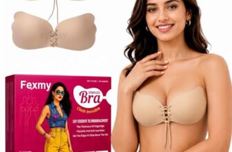 FEXMY Silicone Adhesive Stick On Bra for Women, Strapless Push Up Bra, Reusable Sticky Bra for Deep Neck, Off Shoulder & Backless Dresses, Invisible Lift Up Bra Cups_B Cup (1xBeige_Butterfly)
