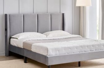 Home Centre | Helios Bravo Aden Upholstered King Size Bed Without Storage | Engineered Wood | Grey | 1 Year Warranty