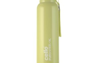 Cello Puro Steel-X Benz 900 PU Insulated Water Bottle 900 ml, Green | BPA Free, Leakproof, ISI Certified |Hot & Cold Bottle for Gym, Office, College, Travel, Camping, Indoor & Outdoor Sports & Yoga