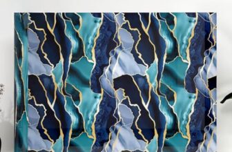 Premium Teal Blue & Golden Line Marble Peel-and-Stick Wallpaper | Anti-Scratch, Moisture-Proof, Washable, Easy DIY for Kitchen, Bathroom & Home Decor