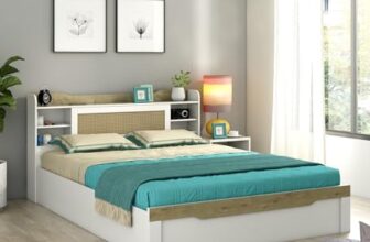 Spacewood Lilly Bed | Queen Size (78 X 60) Engineered Wood Bed with Box Storage| 3 Year Warranty | Modern Design | Kingston White