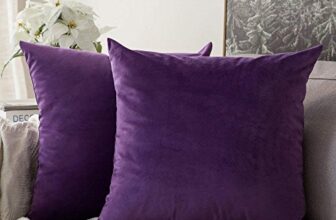 Khooti Velvet Cushion Cover, 28×28 | Purple | Pack of 2 | Solid Plain Soft & Smooth, Decorative Cushion Covers for Living Room, Bedroom, Couches, Chairs, Sofas, Beds & Home Decor
