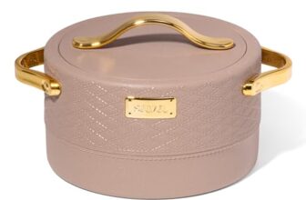 SELVEL Heritage Casserole 800 ml | Stainless Steel Inner & Premium Plastic Outer Body | Insulated Hot Pot for Roti, Rice & Curry | Elegant Brown Finish with Gold Handles