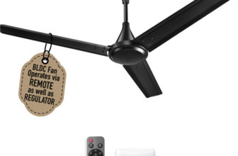 KUHL Fest B1 Power Saving BLDC Ceiling Fan |28W|365 RPM | Remote & Regulator Operated BLDC Motor with Remote 1200 mm Ceiling Fan(5 Star | Black | Pack of 1)