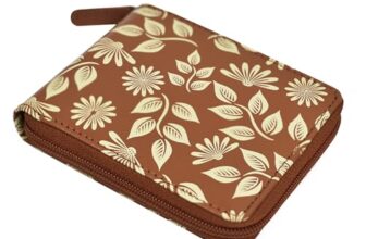 WildHorn Women’s Zip Around Wallet – Premium Leather Floral Print Purse | Stylish Clutch with Zipper Closure & Multiple Card Slots for Ladies & Girls (TAN)