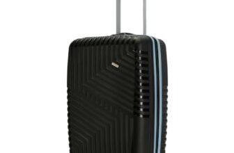 LAttitude By Provogue Core Cabin Suitcase 55cm 20 inch Polypropylene Hard Trolley Bag, 8 Spinner Wheels, Recessed Number Lock, Lightweight Carry-On Luggage for Men & Women Midnight Black/Arctic Blue