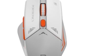 Portronics Vader Pro Wireless Gaming Mouse with 2.4 GHz Receiver, 6 Buttons, Thumb Support, High-Precision Tracking, Ergonomic Comfort, Adjustable Optical DPI for Laptop, PC, Mac(Stone Grey)
